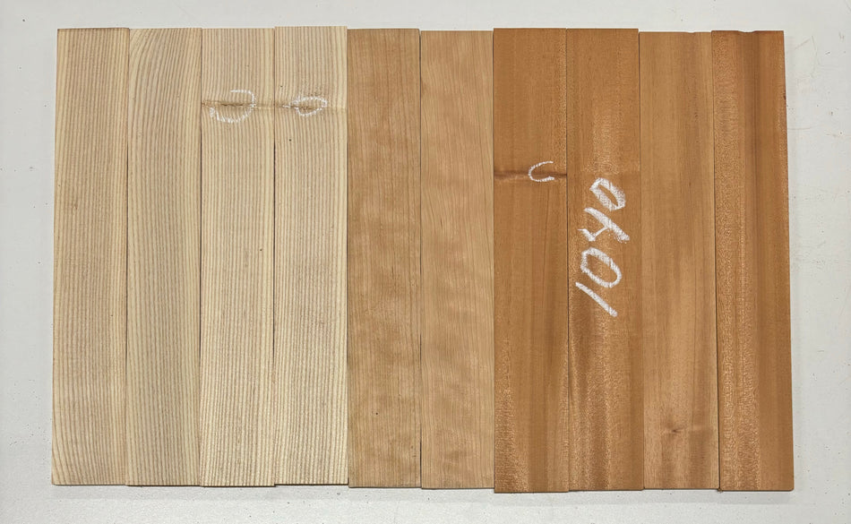 10 Pack, 3 Species Honduran Mahogany + Cherry + White Ash Thin Stock Lumber Board Blank 12" x 2" x 1/4" #1040