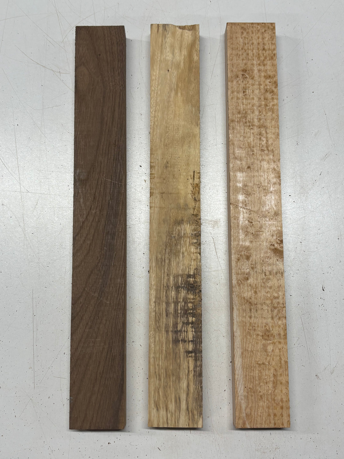 3 Pack 3 Species Walnut + Tamarind + Birdseye Maple Thin Stock Lumber 16-1/2" x 2" x 7/8" #7915 - Exotic Wood Zone