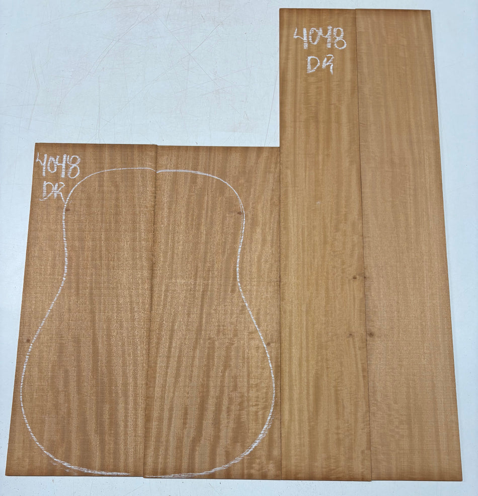 Flame Genuine Mahogany Dreadnought Guitar Back & Side Set #4048