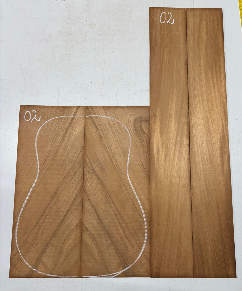 Rare Striped Flame Honduran Mahogany Dreadnought Guitar Back & Side Set #02