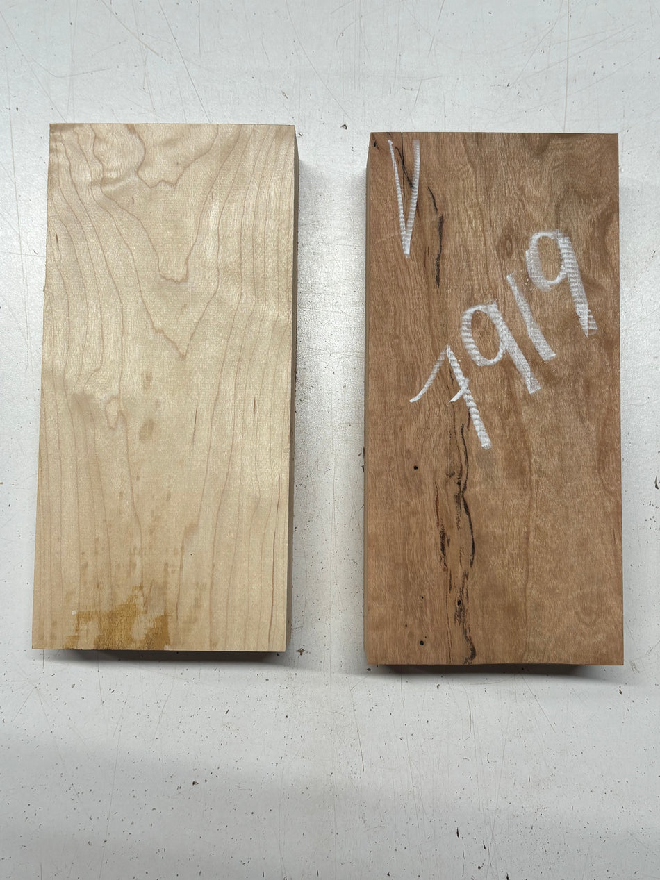 2 Pack 2 Species Hard Maple + Cherry Lumber Board Blanks 9-1/2" x 4-1/2" x 1-7/8" #7919 - Exotic Wood Zone