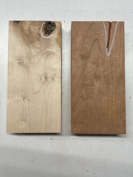 2 Pack 2 Species Hard Maple + Cherry Lumber Board Blanks 9-1/2" x 4-1/2" x 1-7/8" #7919 - Exotic Wood Zone