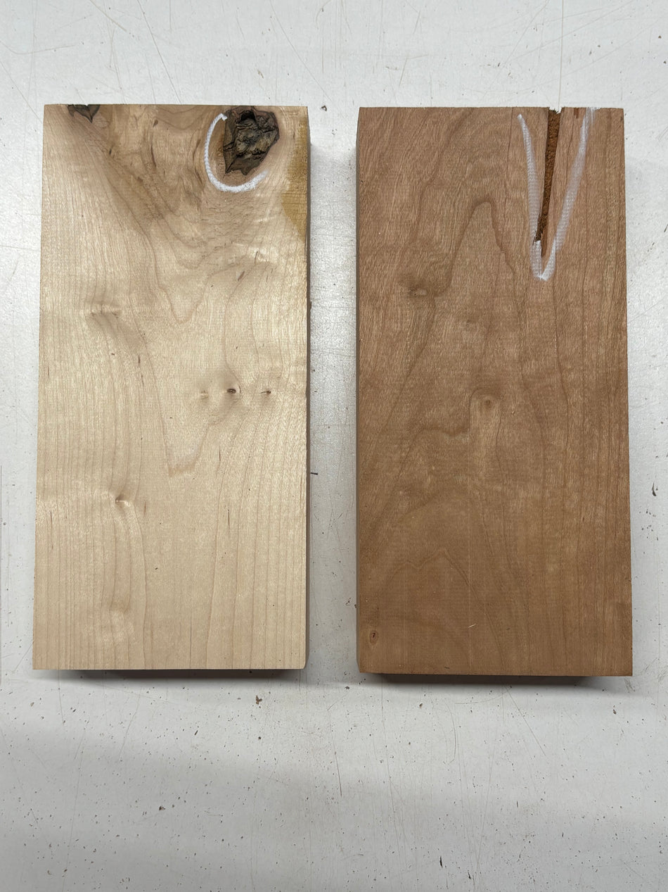 2 Pack 2 Species Hard Maple + Cherry Lumber Board Blanks 9-1/2" x 4-1/2" x 1-7/8" #7919 - Exotic Wood Zone