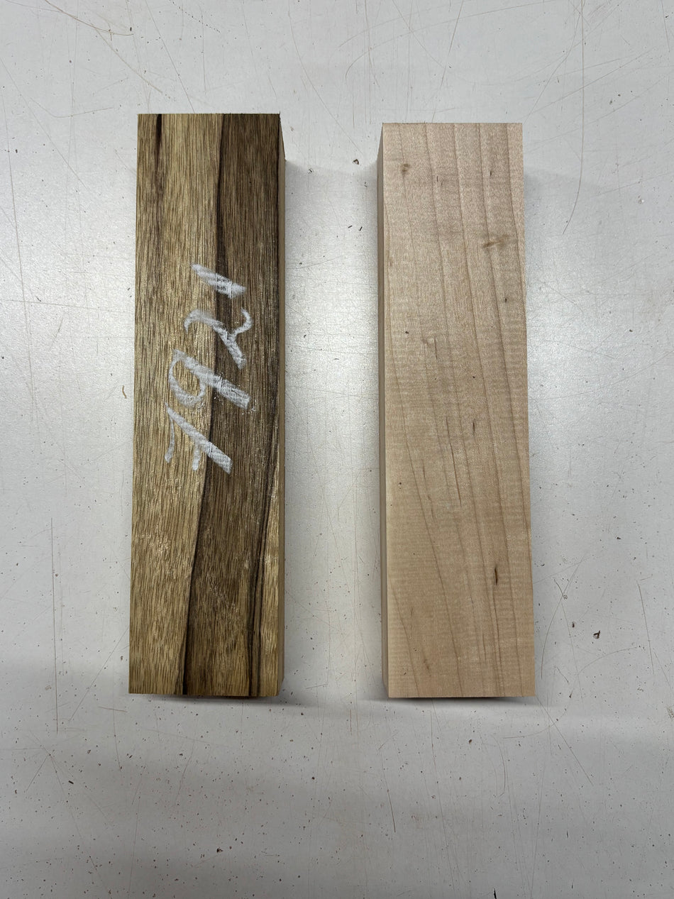 2 Pack 2 Species, Black Limba + Hard Maple Thin Stock Lumber 10" x 2-1/2" x 1-3/4" #7921 - Exotic Wood Zone