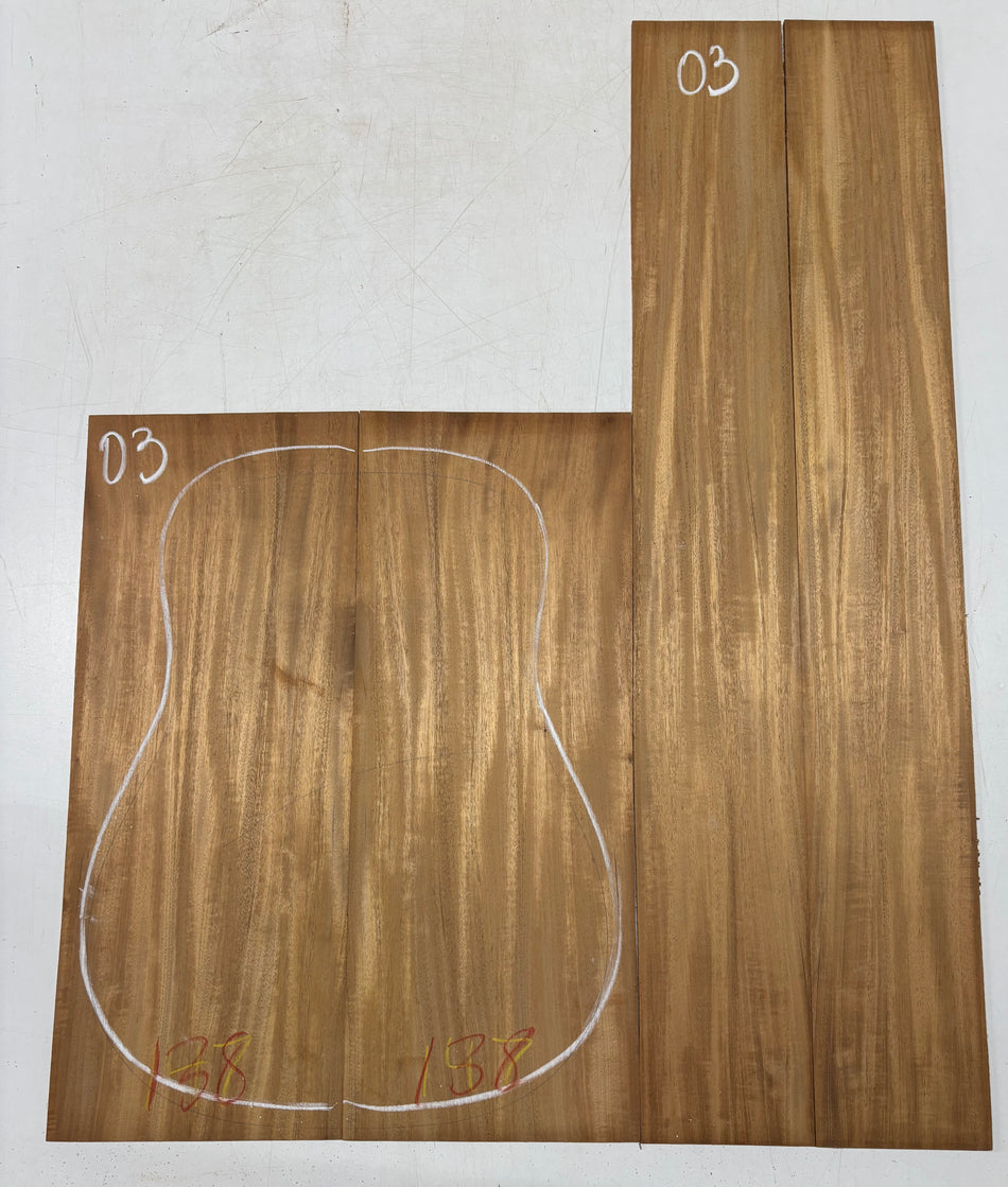 Rare Striped Flame Honduran Mahogany Dreadnought Guitar Back & Side Set #03