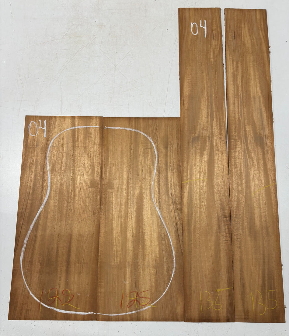 Rare Striped Flame Honduran Mahogany Dreadnought Guitar Back & Side Set #04