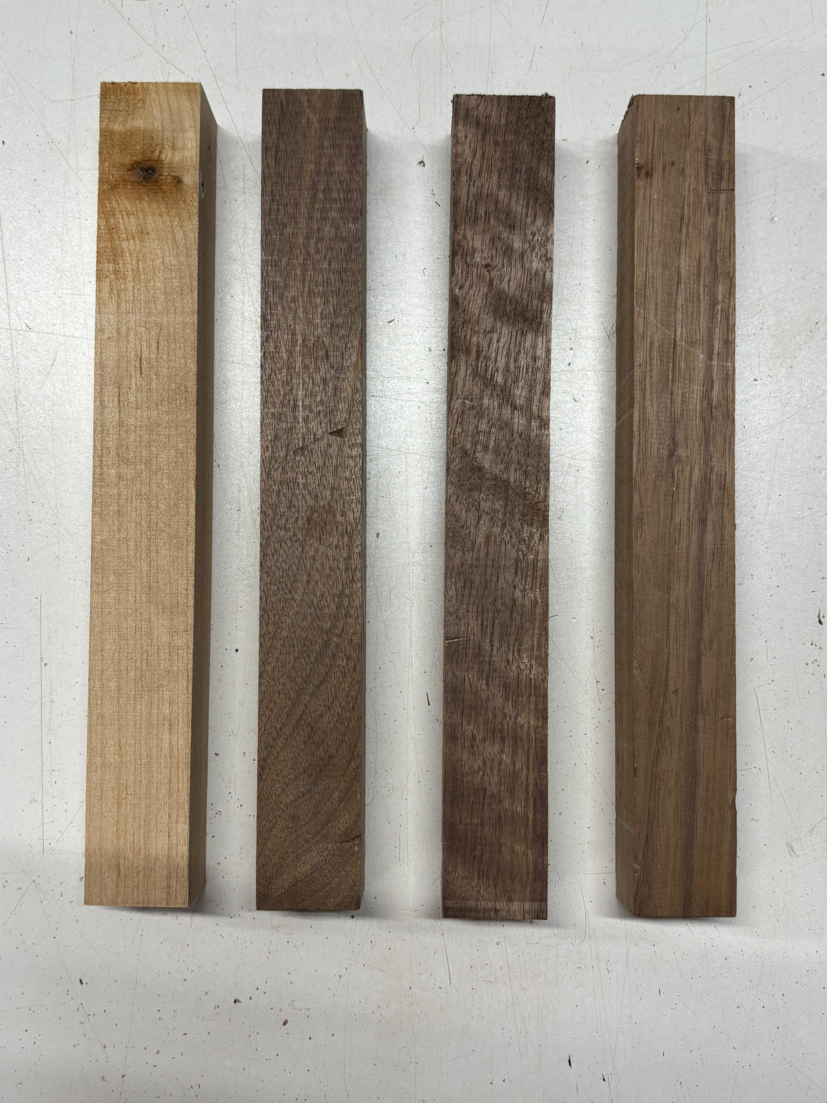 4 Pack, 2 Species Black Walnut + Red Alder Turning Wood Blanks 12" x 1-1/2" x 1-1/2" #7923 - Exotic Wood Zone
