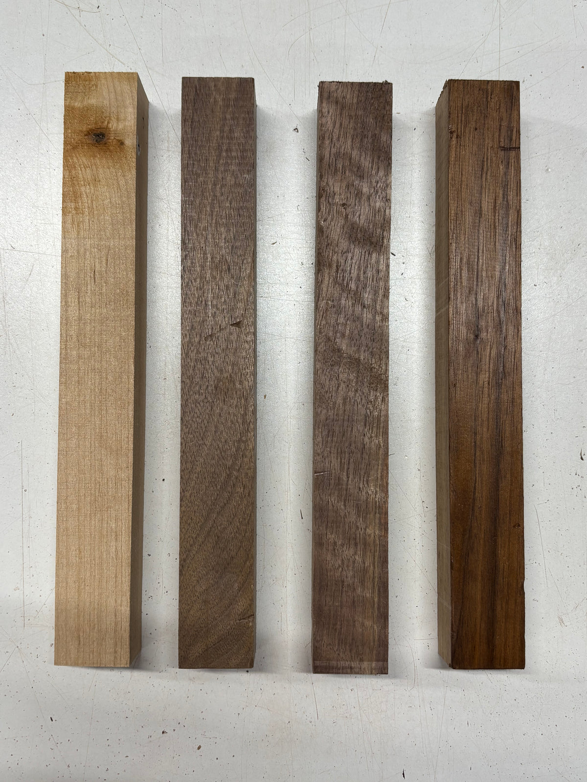 4 Pack, 2 Species Black Walnut + Red Alder Turning Wood Blanks 12" x 1-1/2" x 1-1/2" #7923 - Exotic Wood Zone