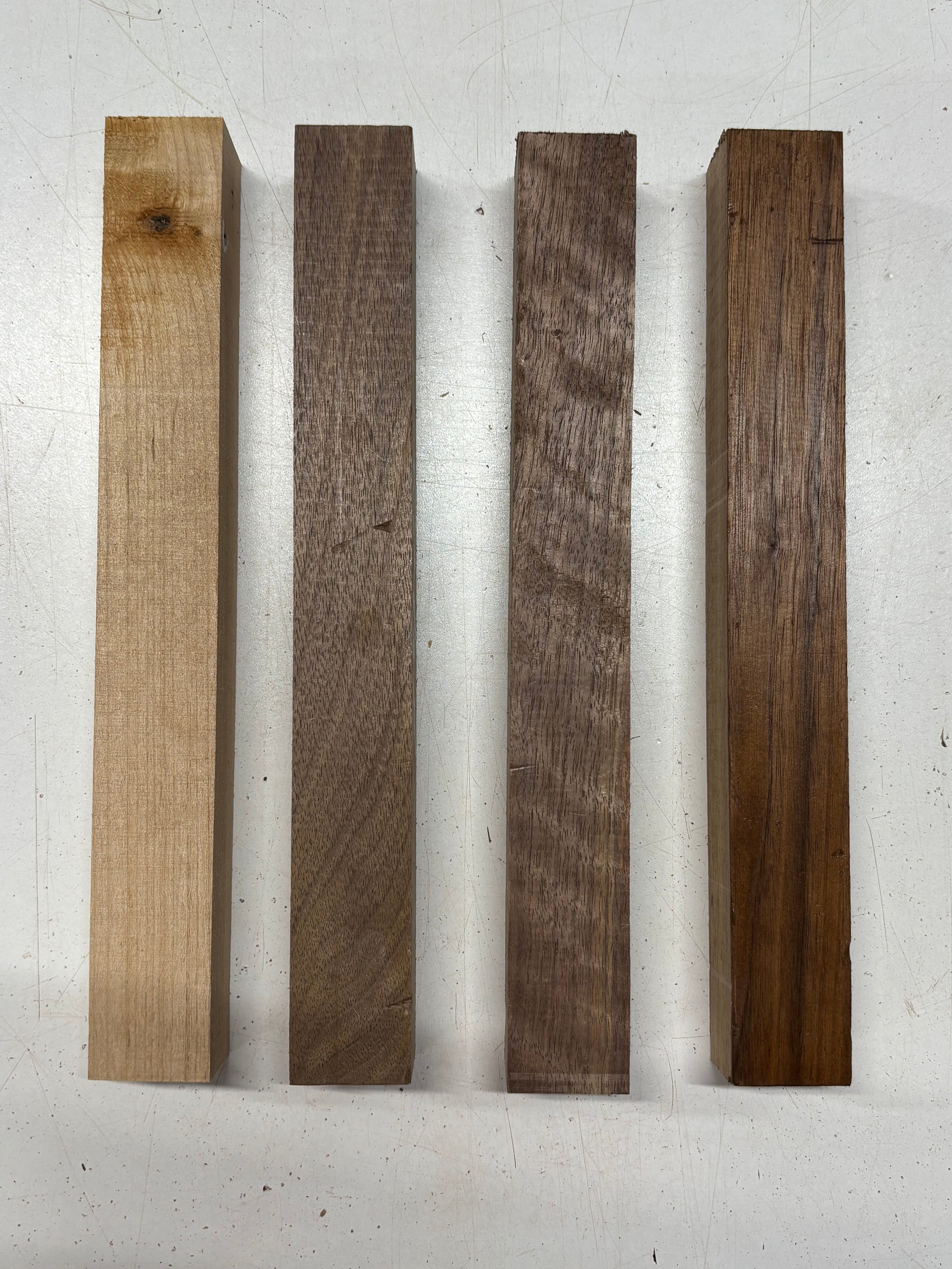 4 Pack, 2 Species Black Walnut + Red Alder Turning Wood Blanks 12" x 1-1/2" x 1-1/2" #7923 - Exotic Wood Zone
