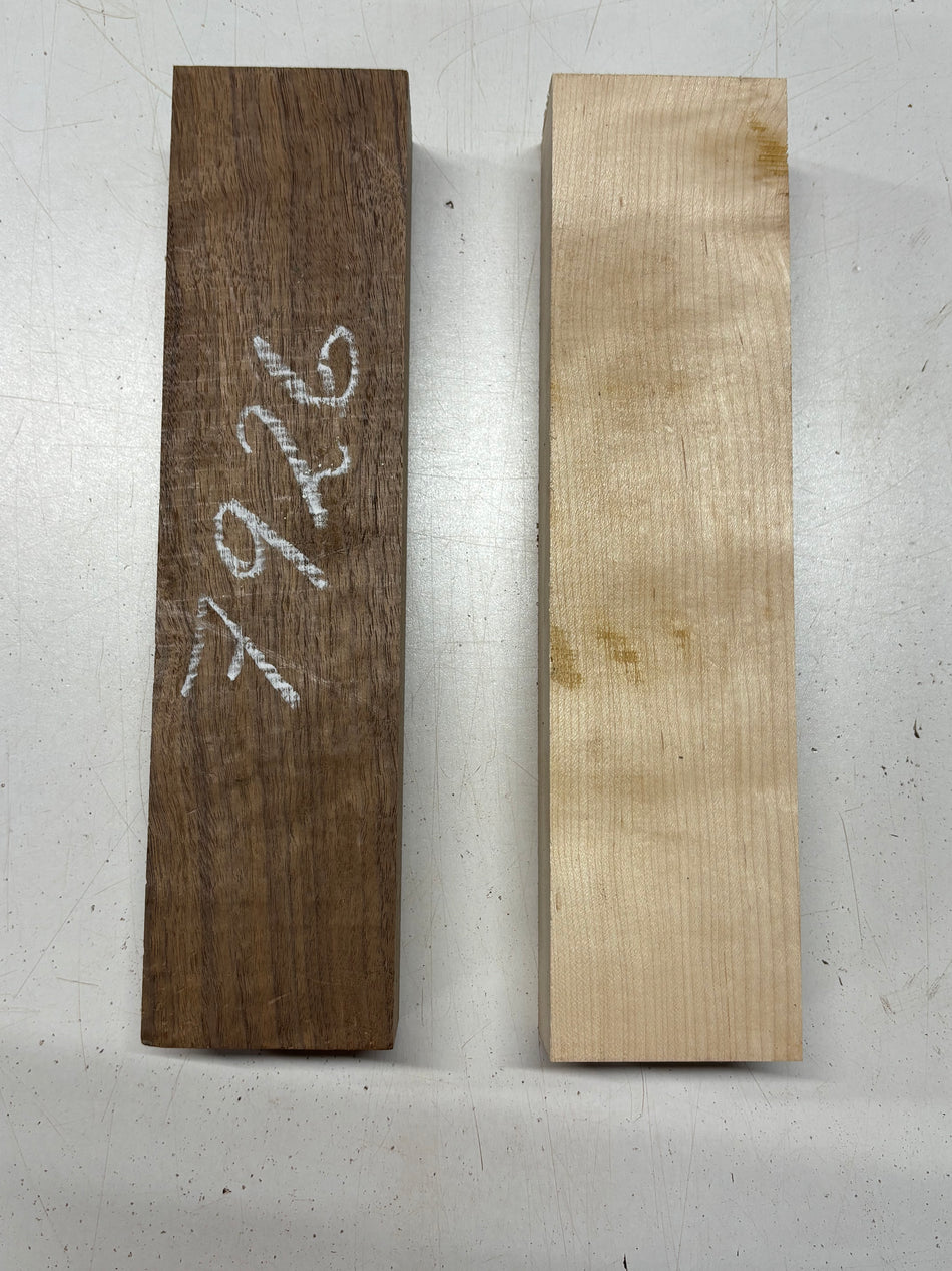 2 Pack, 2 Species Black Walnut + Hard Maple Lumber Board Blanks 11-7/8" x 2-7/8" x 1-7/8" #7926 - Exotic Wood Zone