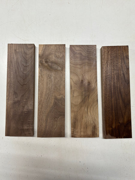 4 Pack, Black Walnut Thin Stock Lumber 12" x 3-1/2" x 1" #7927 - Exotic Wood Zone
