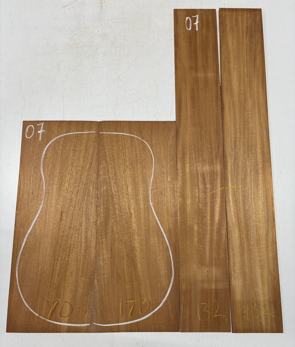 Rare Striped Flame Honduran Mahogany Dreadnought Guitar Back & Side Set #07