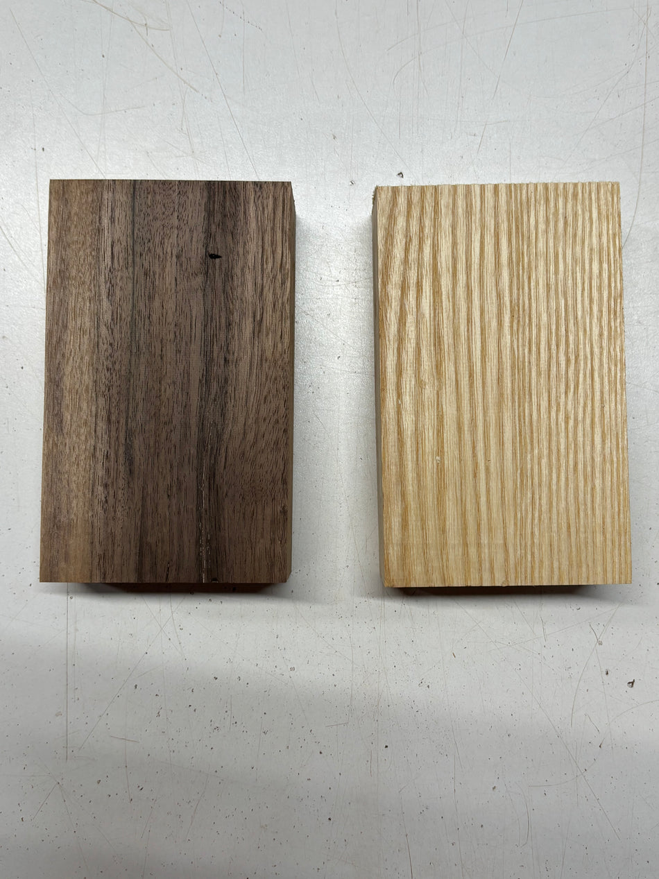 2 Pack 2 Species Black Walnut + White Ash Thin Stock Lumber 6-1/2" x 4" x 1-7/8" #7931 - Exotic Wood Zone