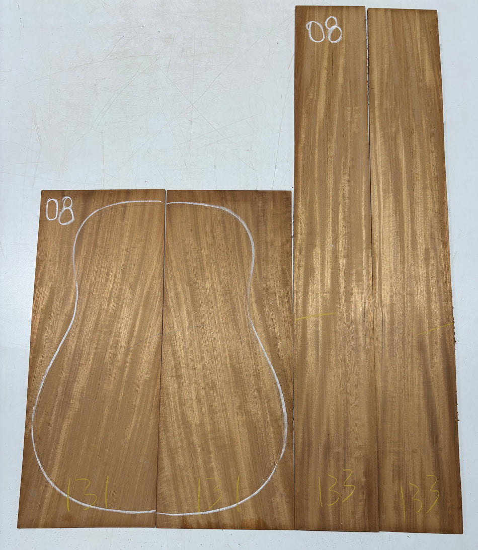 Rare Striped Flame Honduran Mahogany Dreadnought Guitar Back & Side Set #08