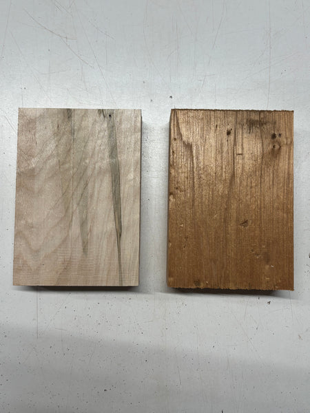 2 Pack 2 Species Ambrosia Maple + Spanish Cedar Lumber Board Blanks 7" x 5" x 1-7/8" #7932 - Exotic Wood Zone