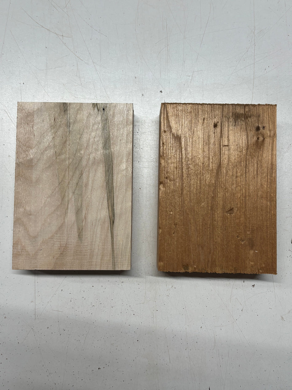 2 Pack 2 Species Ambrosia Maple + Spanish Cedar Lumber Board Blanks 7" x 5" x 1-7/8" #7932 - Exotic Wood Zone
