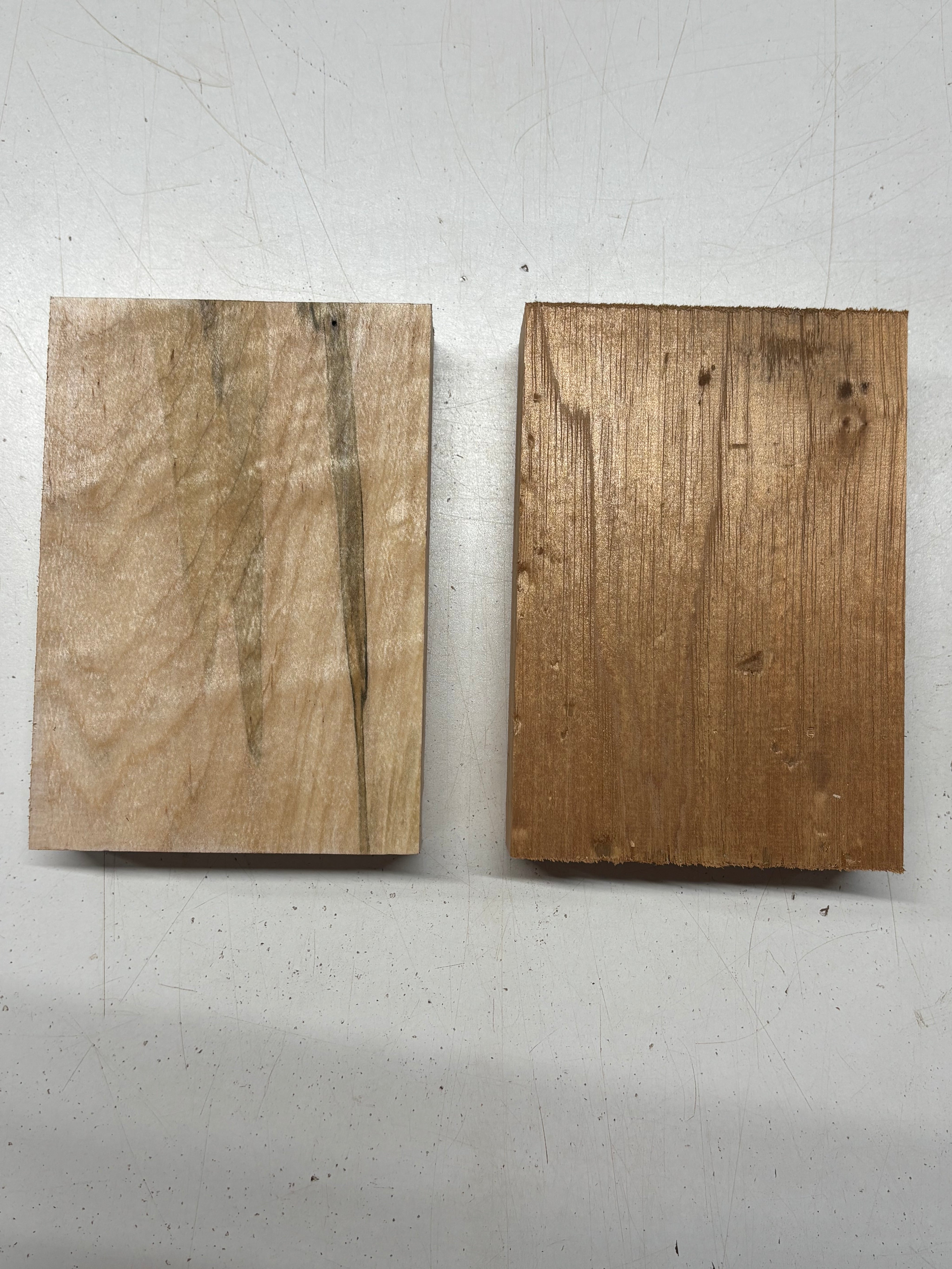 2 Pack 2 Species Ambrosia Maple + Spanish Cedar Lumber Board Blanks 7" x 5" x 1-7/8" #7932 - Exotic Wood Zone