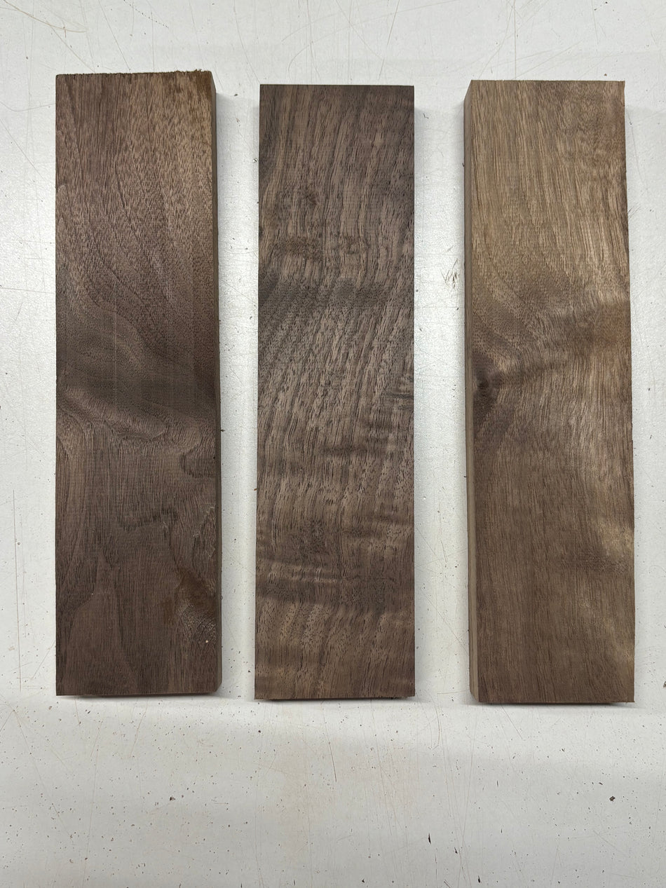 3 Pack, Black Walnut Thin Stock Lumber 12" x 3" x 1" #7935 - Exotic Wood Zone