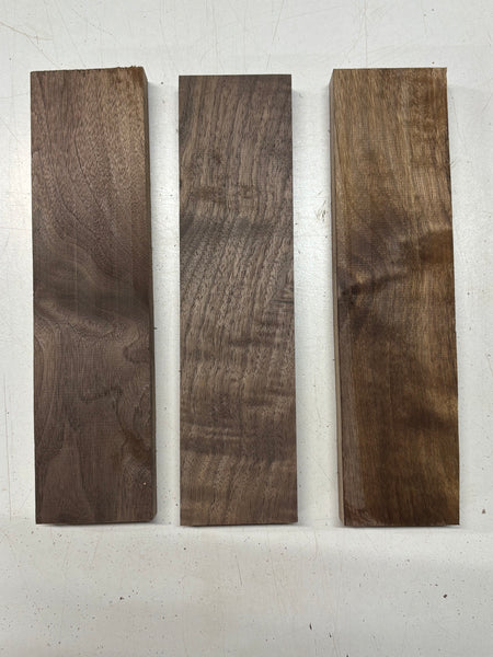 3 Pack, Black Walnut Thin Stock Lumber 12" x 3" x 1" #7935 - Exotic Wood Zone
