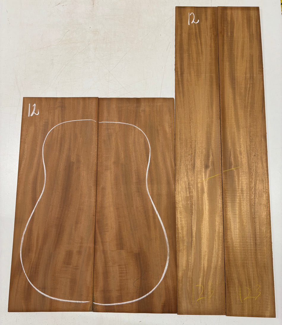 Rare Striped Flame Honduran Mahogany Dreadnought Guitar Back & Side Set #12 Exotic Wood Zone 