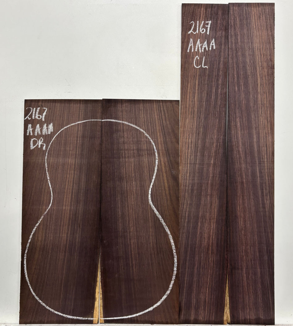 East Indian Rosewood Classical AAAA Grade Guitar Back & Side Set #2167 - Exotic Wood Zone