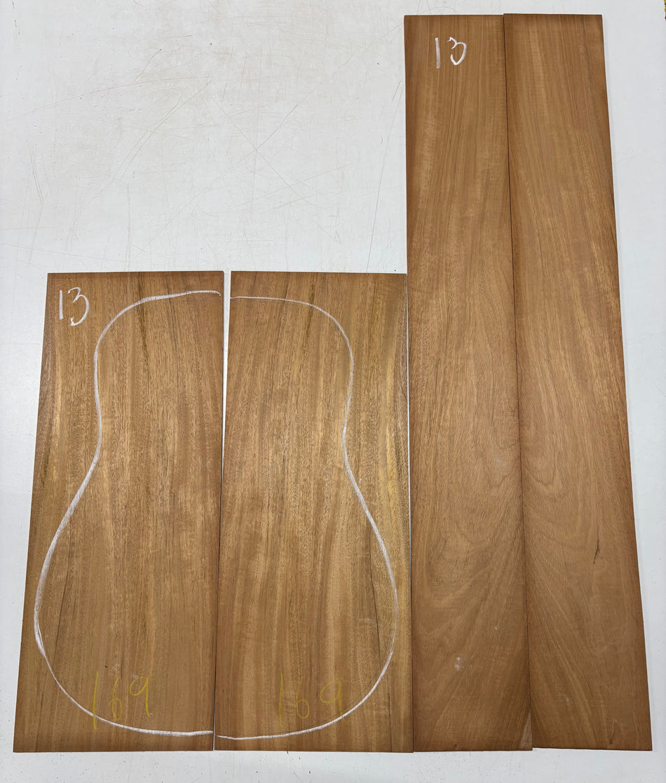 Rare Striped Flame Honduran Mahogany Dreadnought Guitar Back & Side Set #13 Exotic Wood Zone 