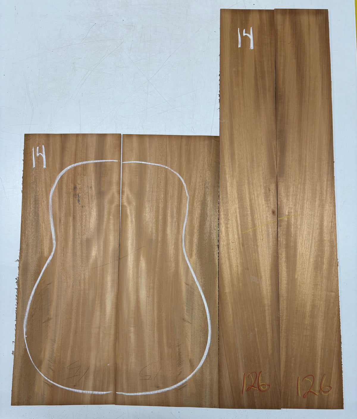 Rare Striped Flame Honduran Mahogany Dreadnought Guitar Back & Side Set #14 Exotic Wood Zone 