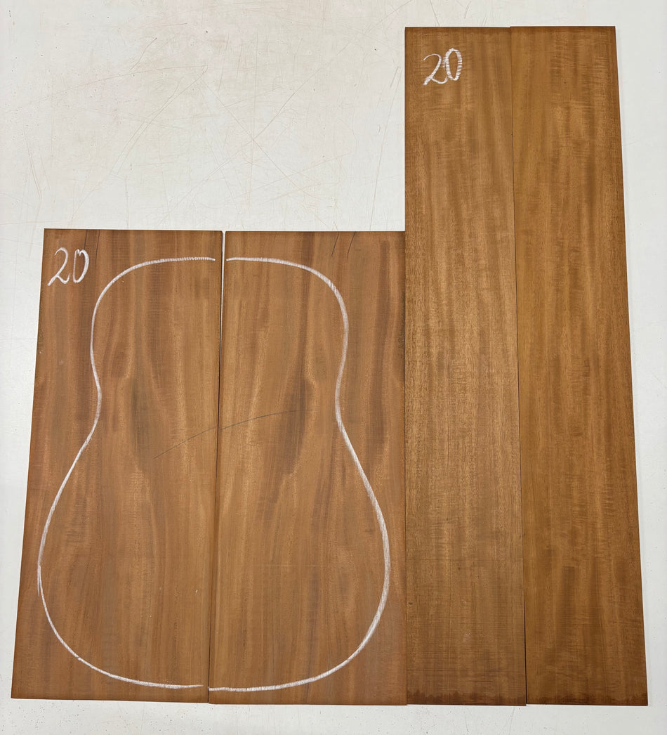 Rare Striped Flame Honduran Mahogany Dreadnought Guitar Back & Side Set #20 Exotic Wood Zone 