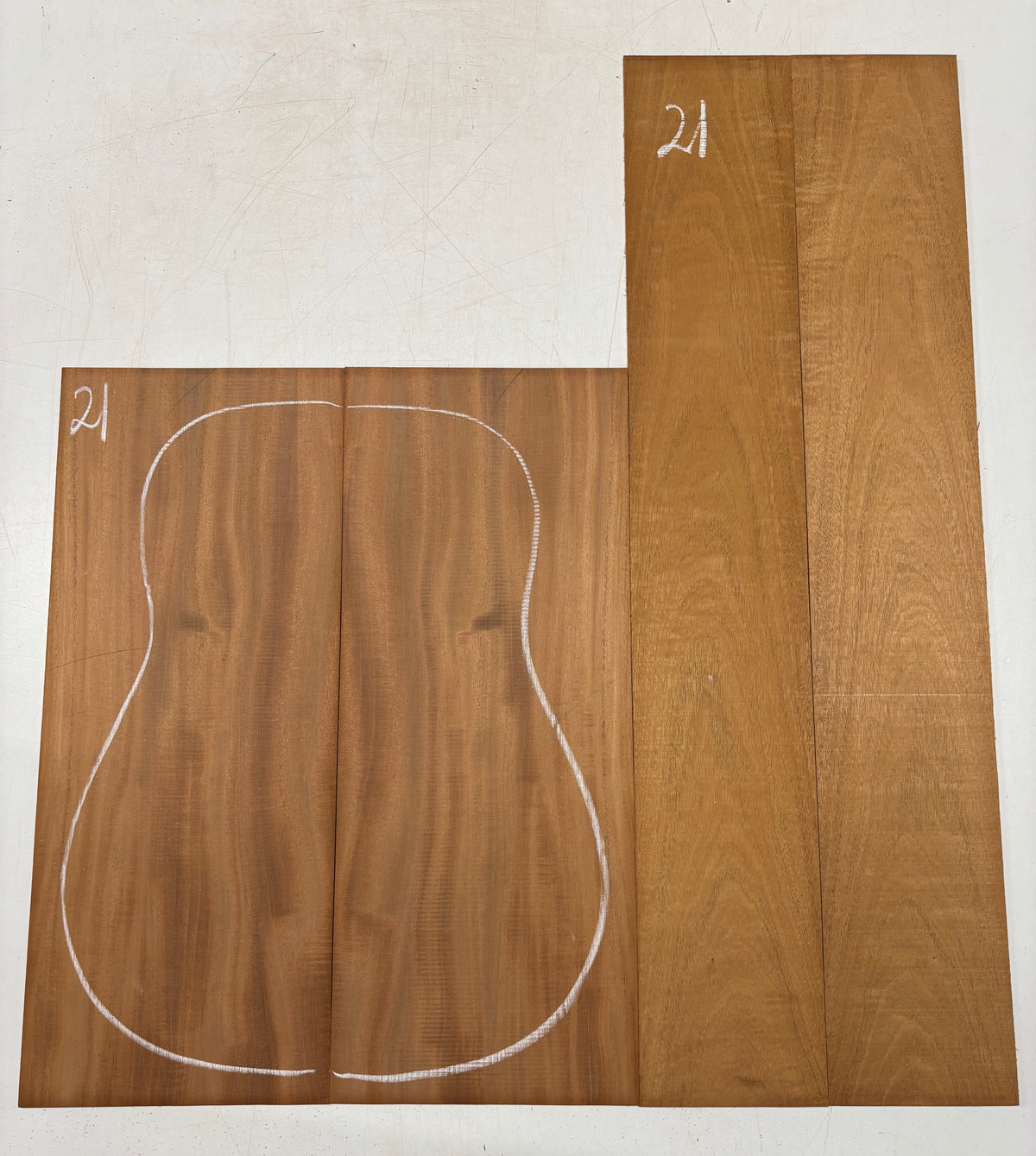 Rare Striped Flame Honduran Mahogany Dreadnought Guitar Back & Side Set #21 Exotic Wood Zone 