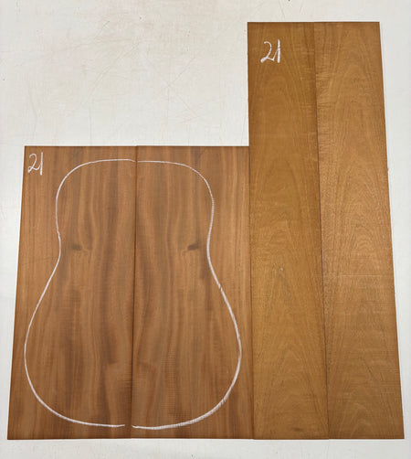 Rare Striped Flame Honduran Mahogany Dreadnought Guitar Back & Side Set #21 Exotic Wood Zone 