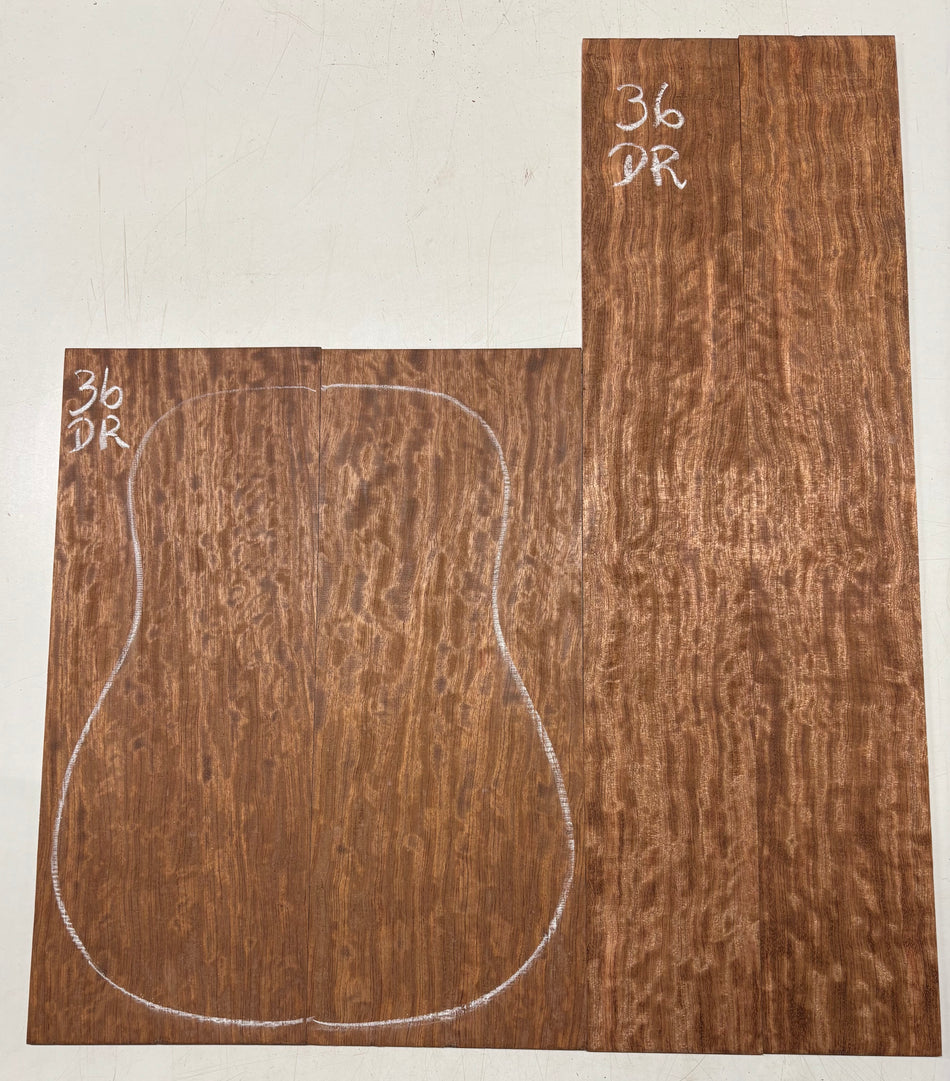 Juego de fondo y aros de guitarra de grado AAAA Dreadnought de palisandro de la India Oriental #61 