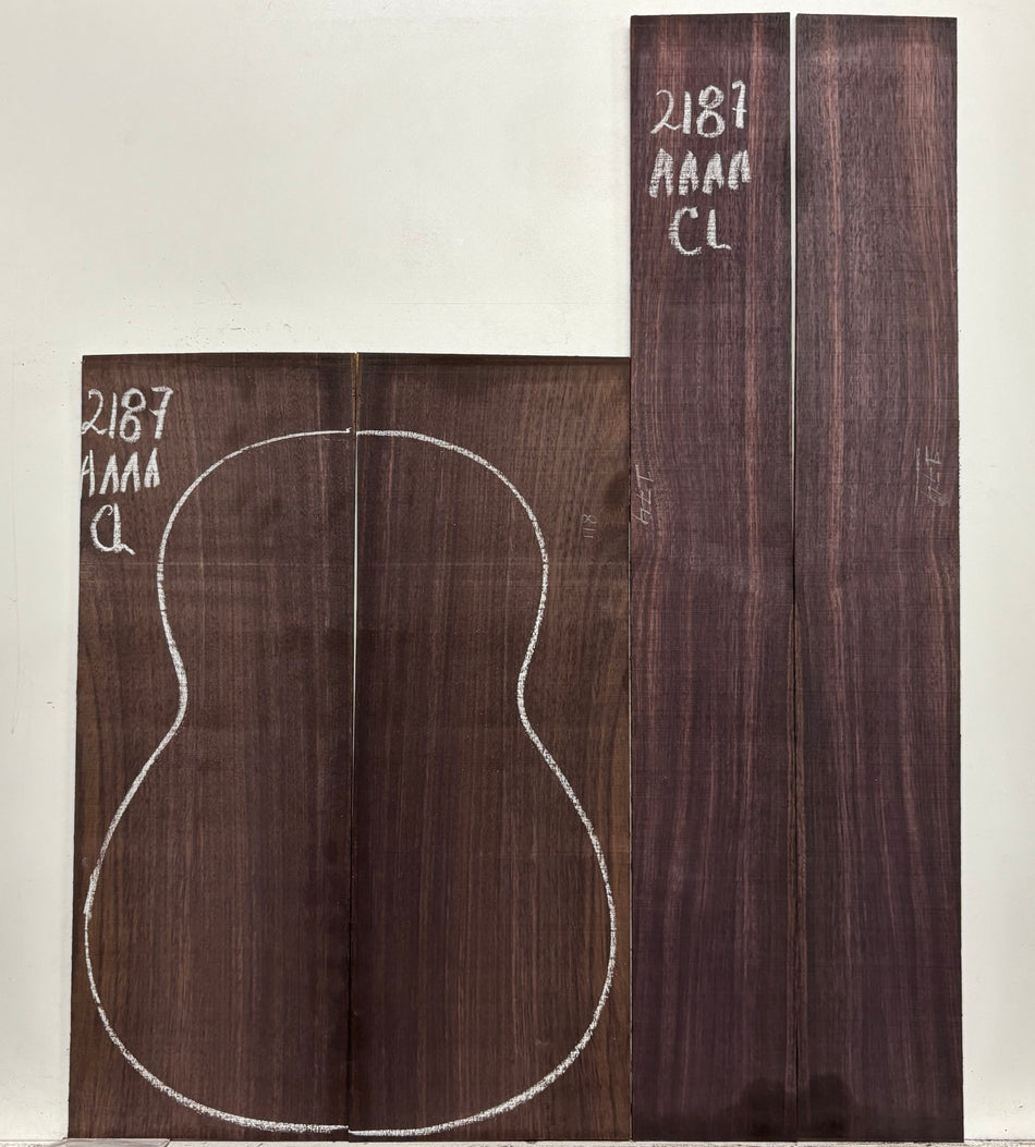 East Indian Rosewood Classical AAAA Grade Guitar Back & Side Set #2187 - Exotic Wood Zone