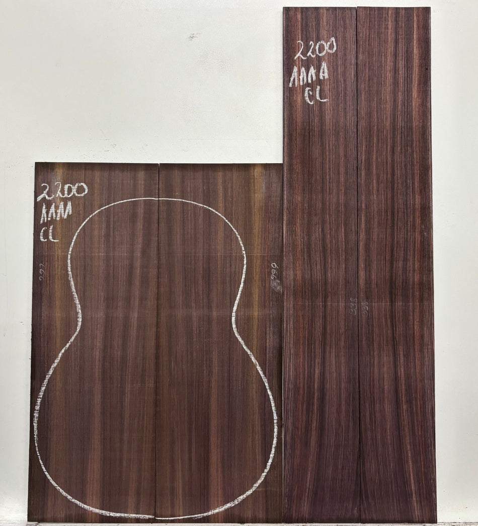 East Indian Rosewood Classical AAAA Grade Guitar Back & Side Set #2200 - Exotic Wood Zone