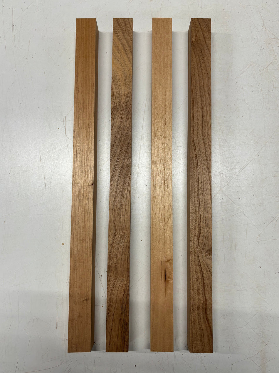 4 Pack, 2 Species Spanish Cedar + Sapele Turning Wood Blanks 24"x1-1/2"x1-1/2"#4649