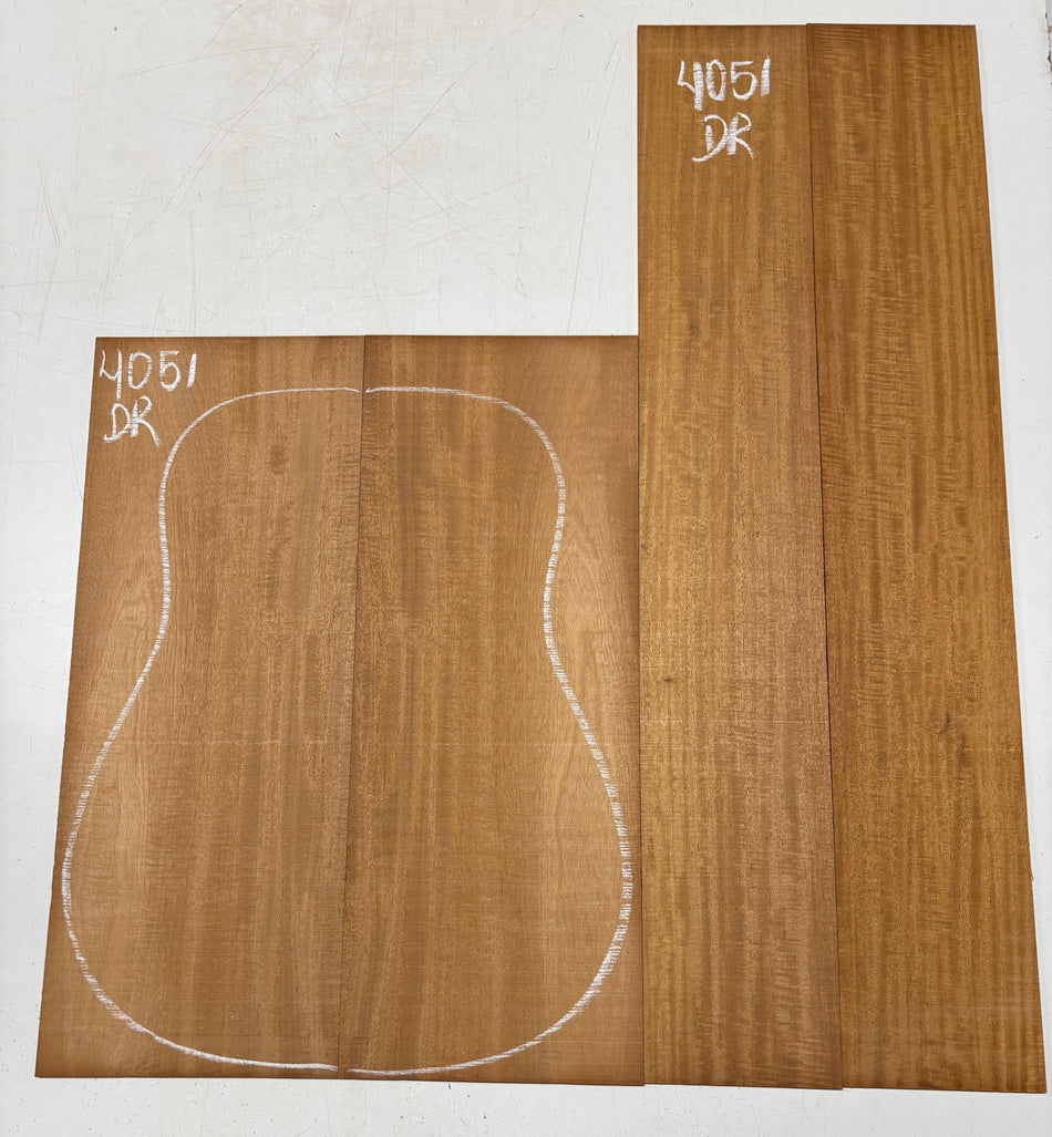 Flame Genuine Mahogany Dreadnought Guitar Back & Side Set #4051