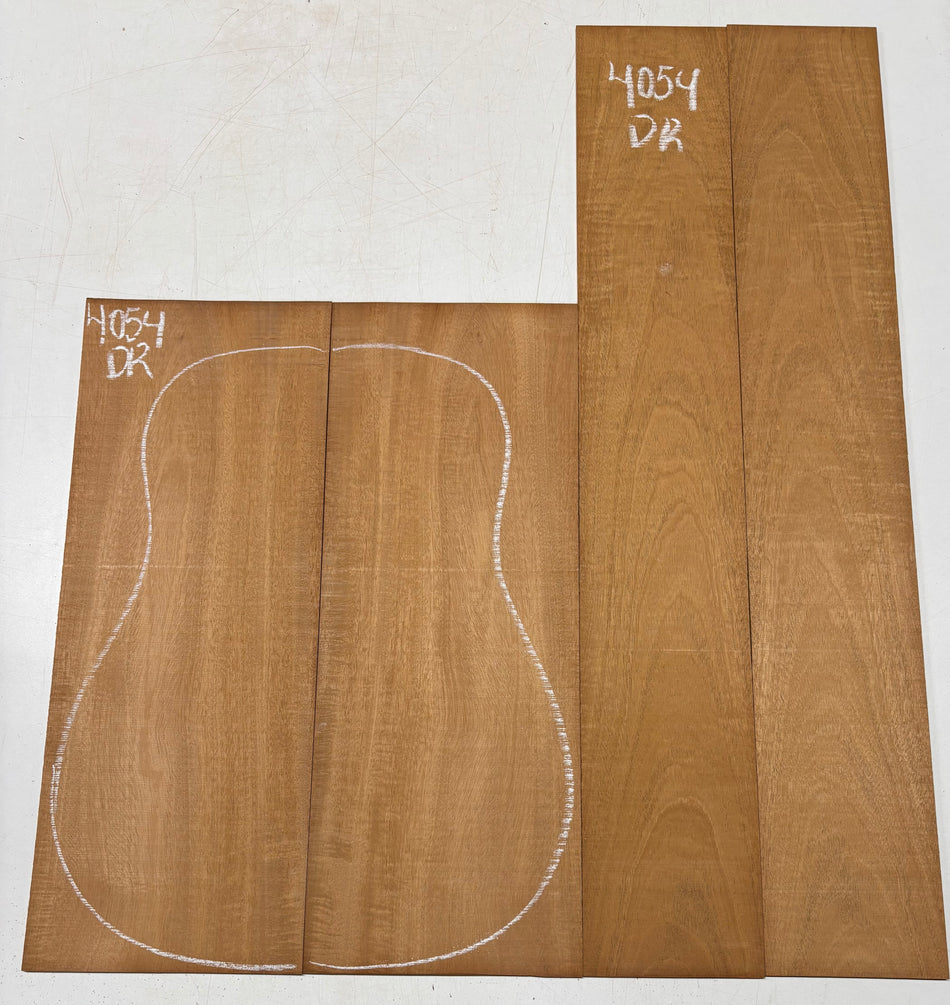 Flame Genuine Mahogany Dreadnought Guitar Back & Side Set #4054