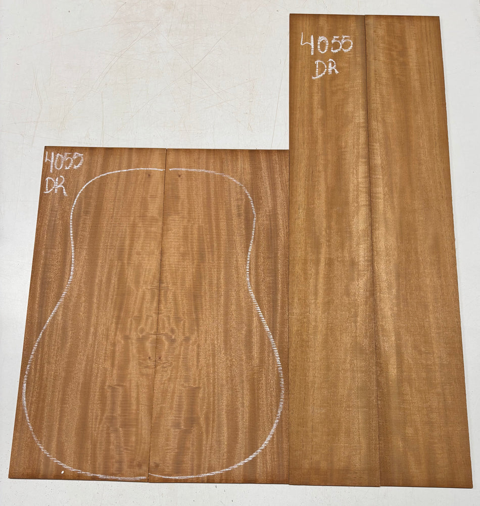 Flame Genuine Mahogany Dreadnought Guitar Back & Side Set #4055