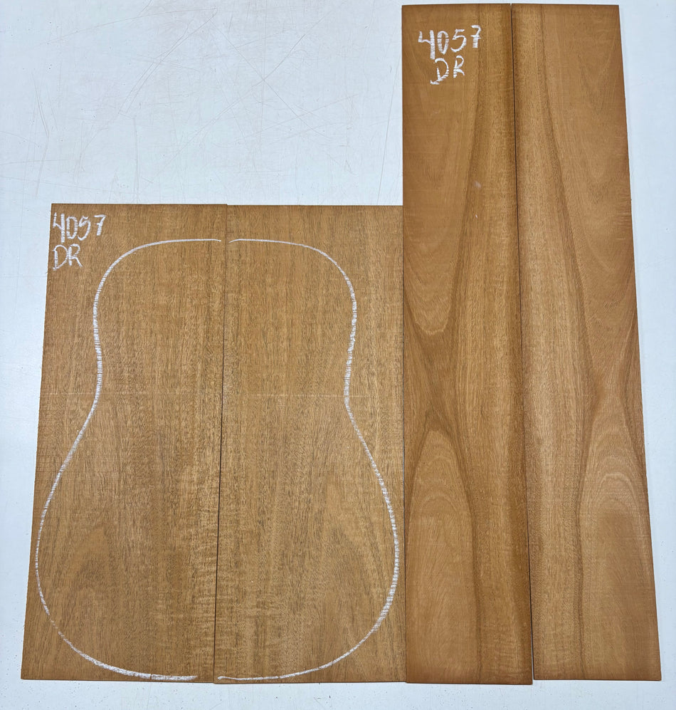 Flame Genuine Mahogany Dreadnought Guitar Back & Side Set #4057