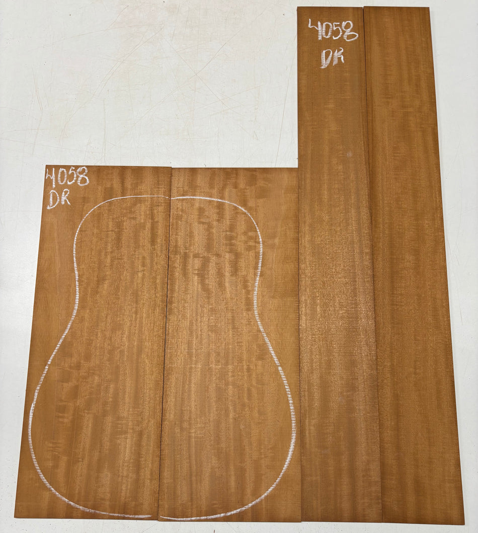 Flame Genuine Mahogany Dreadnought Guitar Back & Side Set #4058