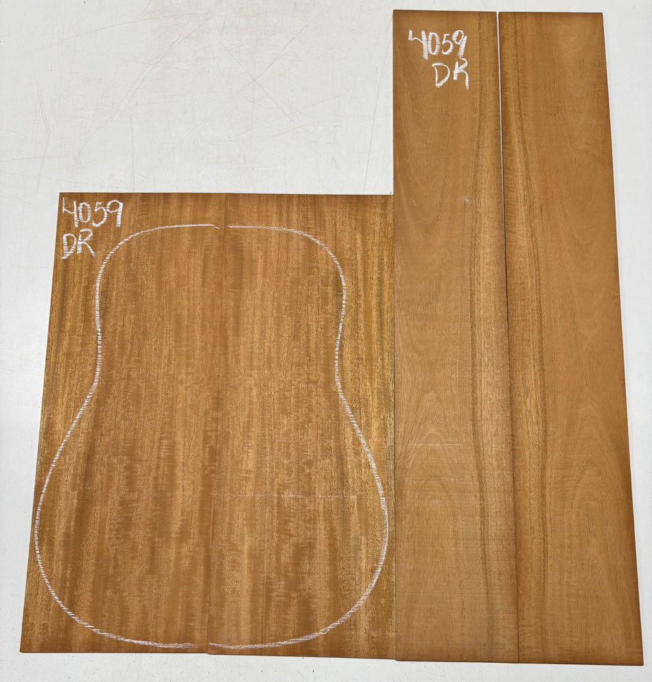 Flame Genuine Mahogany Dreadnought Guitar Back & Side Set #4059