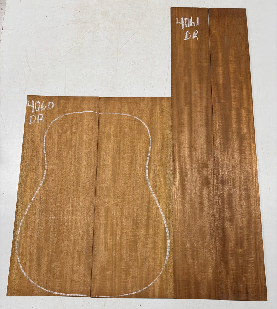 Flame Genuine Mahogany Dreadnought Guitar Back & Side Set #4060