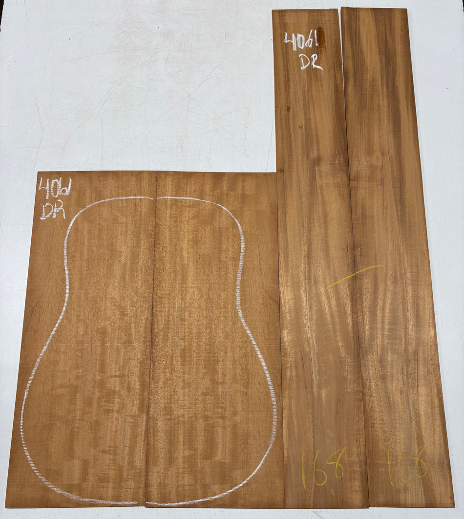 Flame Genuine Mahogany Dreadnought Guitar Back & Side Set #4061