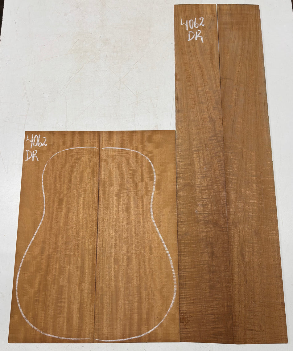 Flame Genuine Mahogany Dreadnought Guitar Back & Side Set #4062