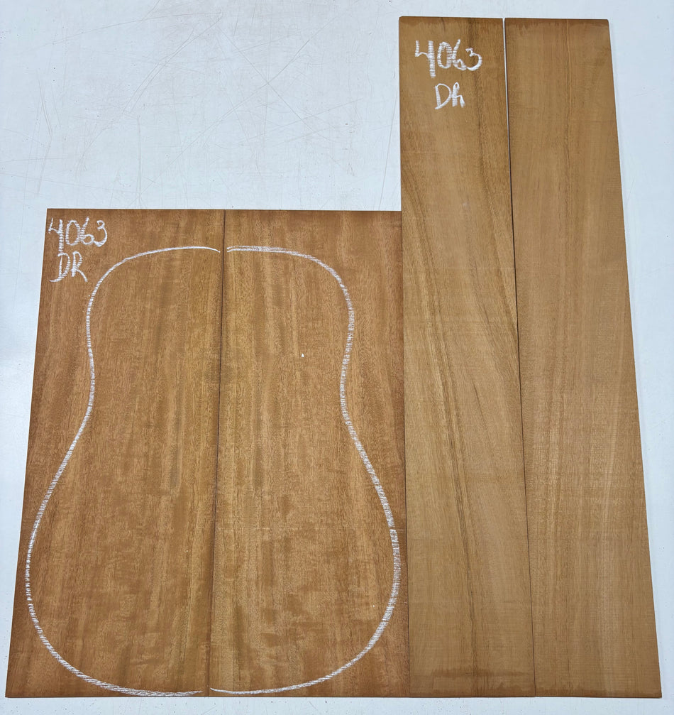 Flame Genuine Mahogany Dreadnought Guitar Back & Side Set #4063