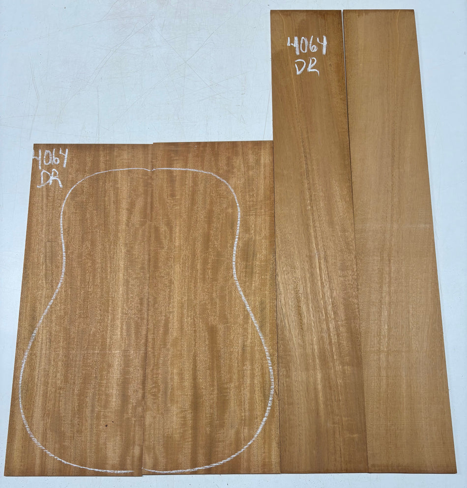 Flame Genuine Mahogany Dreadnought Guitar Back & Side Set #4064