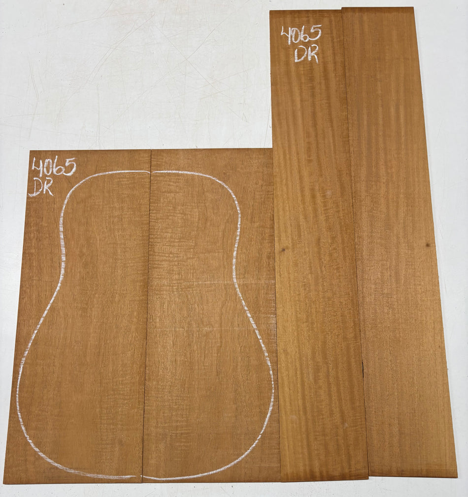 Flame Genuine Mahogany Dreadnought Guitar Back & Side Set #4065