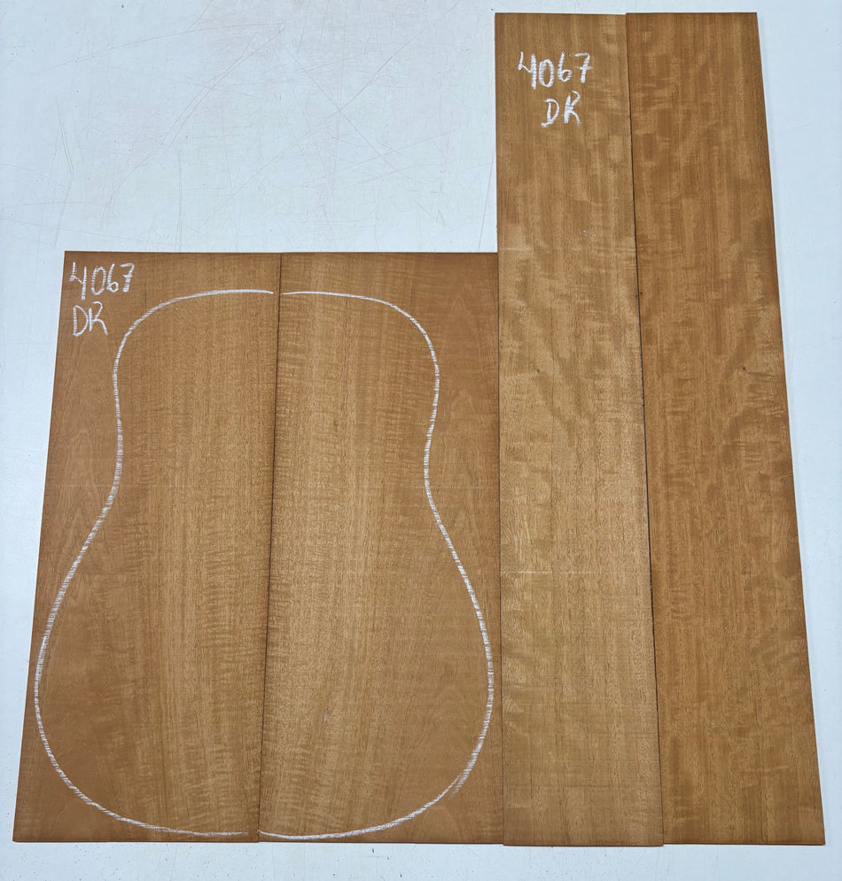 Flame Genuine Mahogany Dreadnought Guitar Back & Side Set #4067