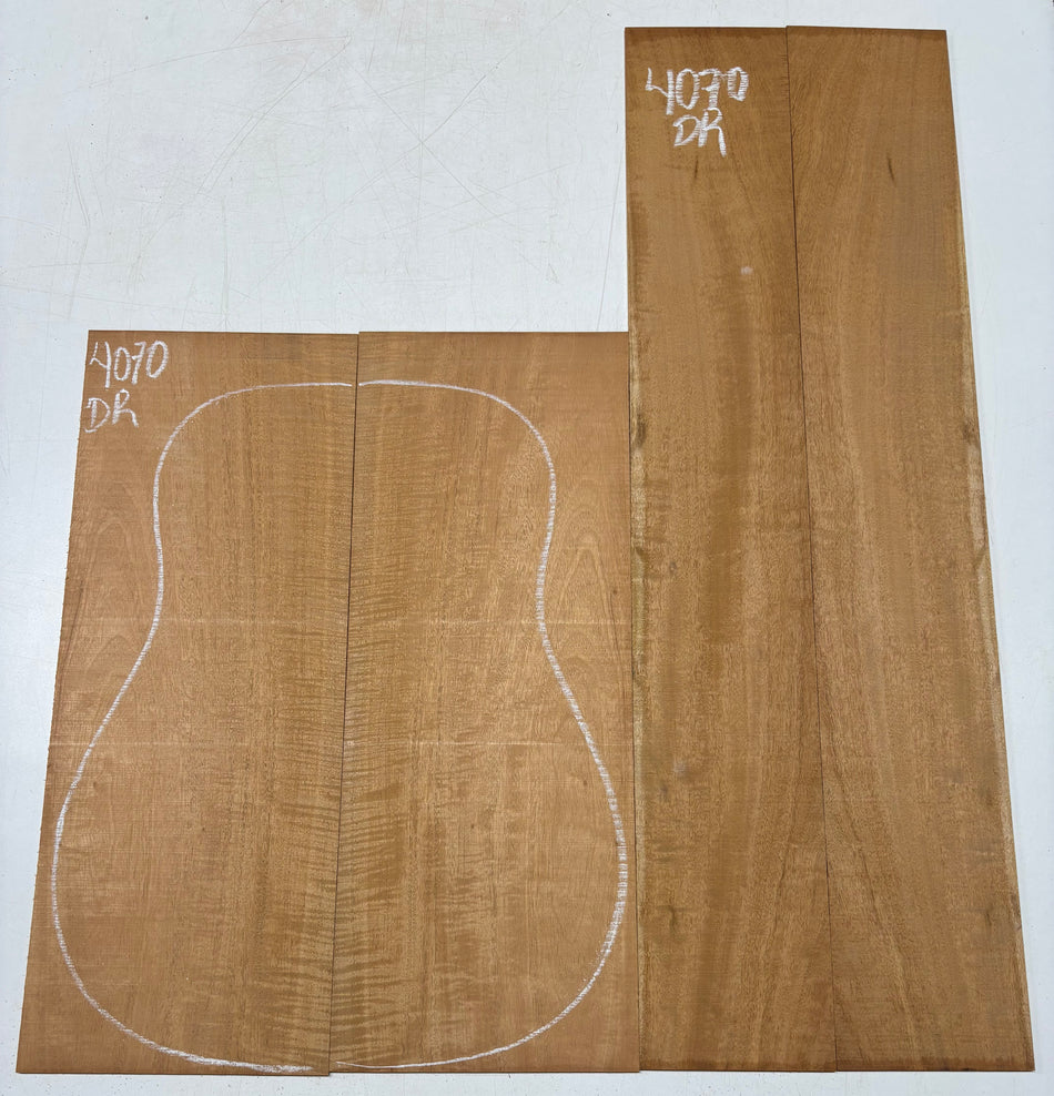 Flame Genuine Mahogany Dreadnought Guitar Back & Side Set #4070