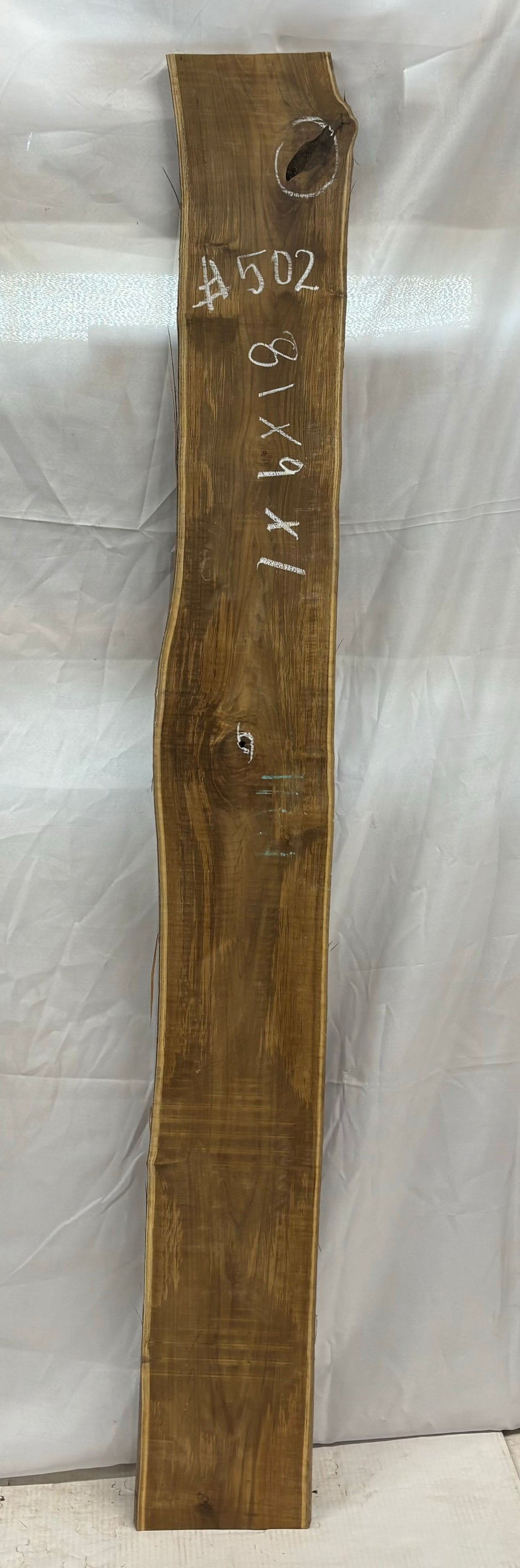 Teak Lumber Live Edge Slab - 81"x 9"x 1" #502