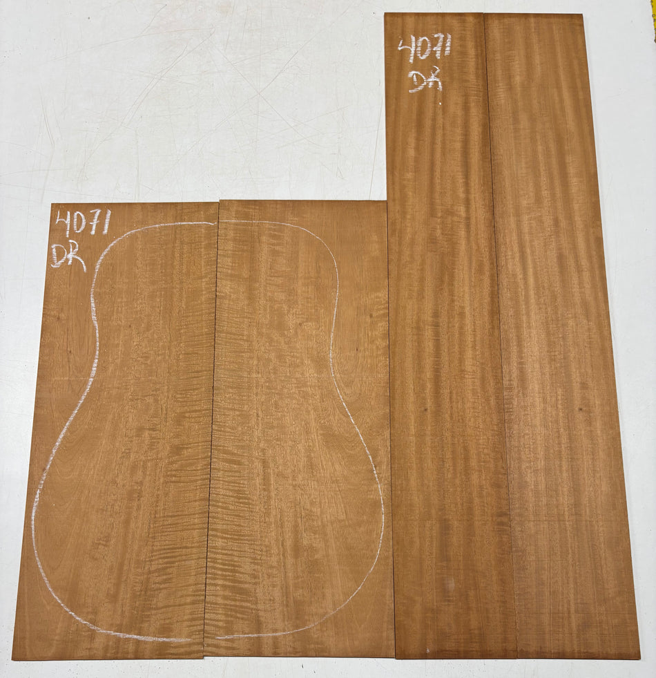 Flame Genuine Mahogany Dreadnought Guitar Back & Side Set #4071
